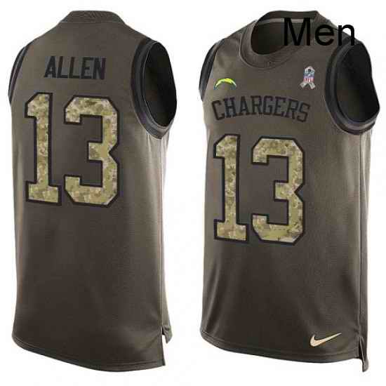 Men Nike Los Angeles Chargers 13 Keenan Allen Limited Green Salute to Service Tank Top NFL Jersey